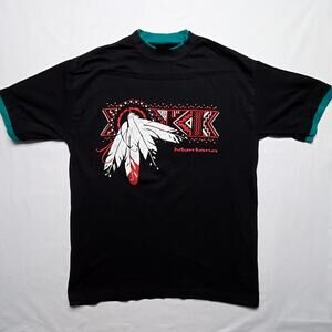 Vintage Montana Native American Shirt Southwestern Graphic Black Mens Large Tee